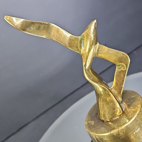 Vintage Solid Brass Seagull Wind Up Music Box Figurine on Pedestal - Picture 5 of 9